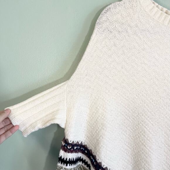 Anthropologie Sleeping on Snow Cream Wool Woodland Knitted Poncho Sweater XS - Picture 3 of 10